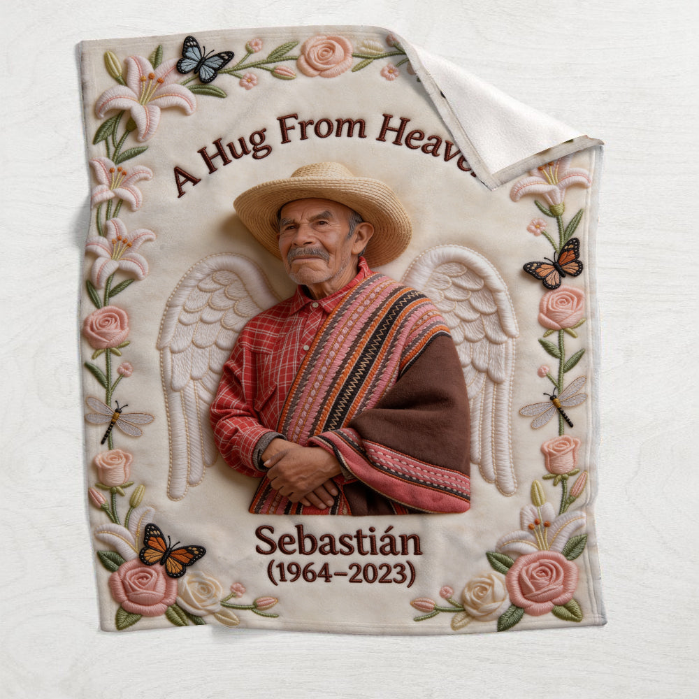 Memorial Gift, A Hug From Heaven - Personalized Memorial Blanket