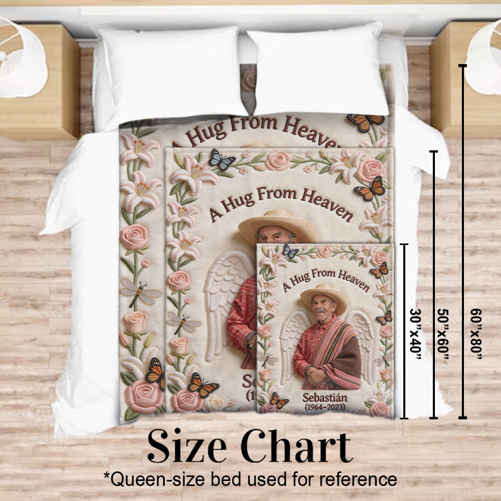 Memorial Gift, A Hug From Heaven - Personalized Memorial Blanket