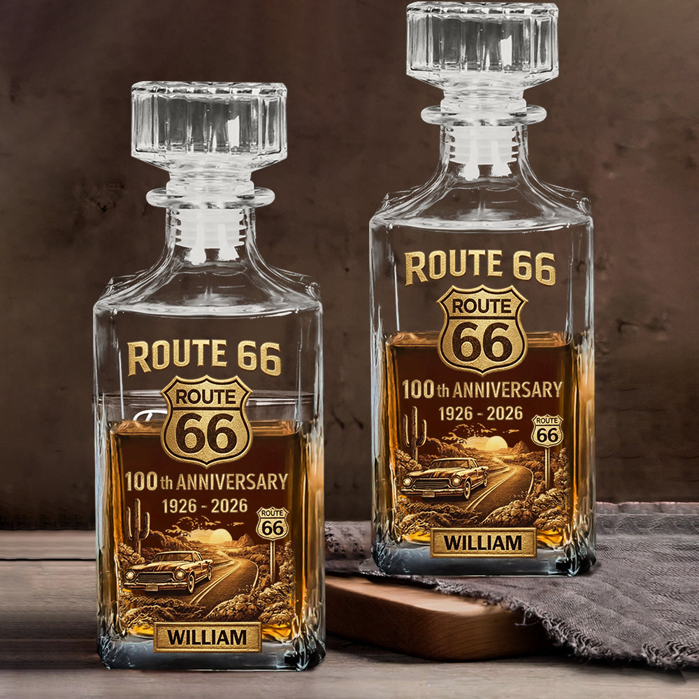 Route 66 100-jähriges Jubiläum – Personalisiertes Whisky-Dekanter-Set für Autoliebhaber