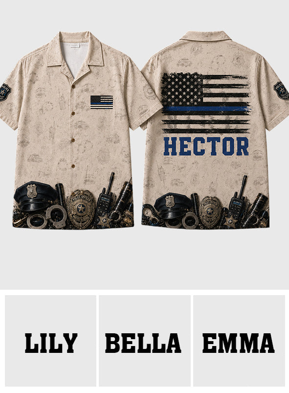 Blue Line - Personalized Police Officer Hawaiian Shirt