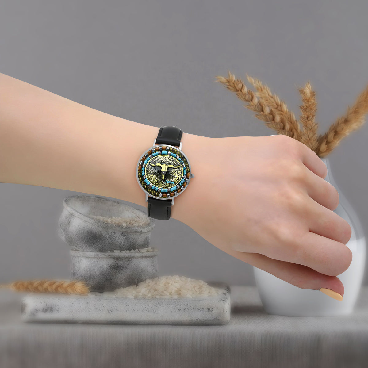 Jagd auf Stierschädel – Personalisierte Jagd-Handuhr