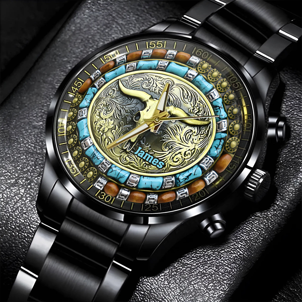 Jagd auf Stierschädel – Personalisierte Jagd-Handuhr