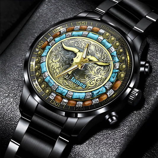 Jagd auf Stierschädel – Personalisierte Jagd-Handuhr