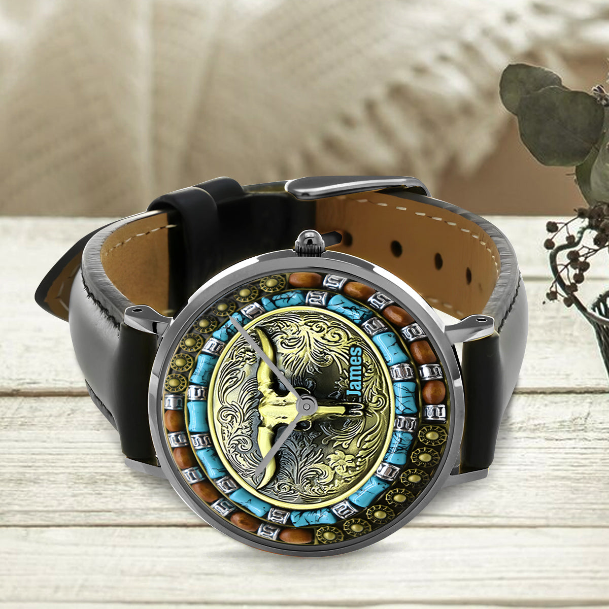 Jagd auf Stierschädel – Personalisierte Jagd-Handuhr
