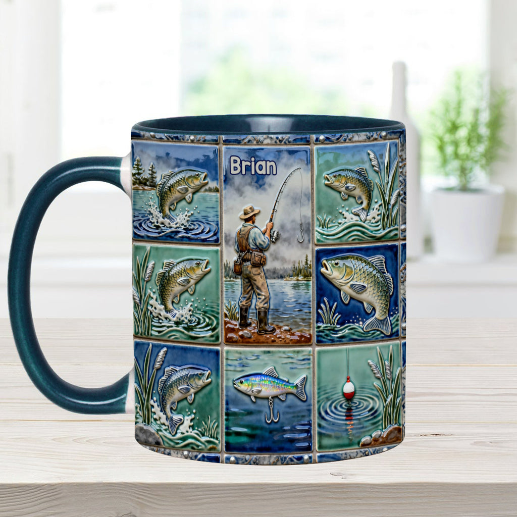 Angelbegeisterte – Personalisierte Tasse mit Angelmotiv