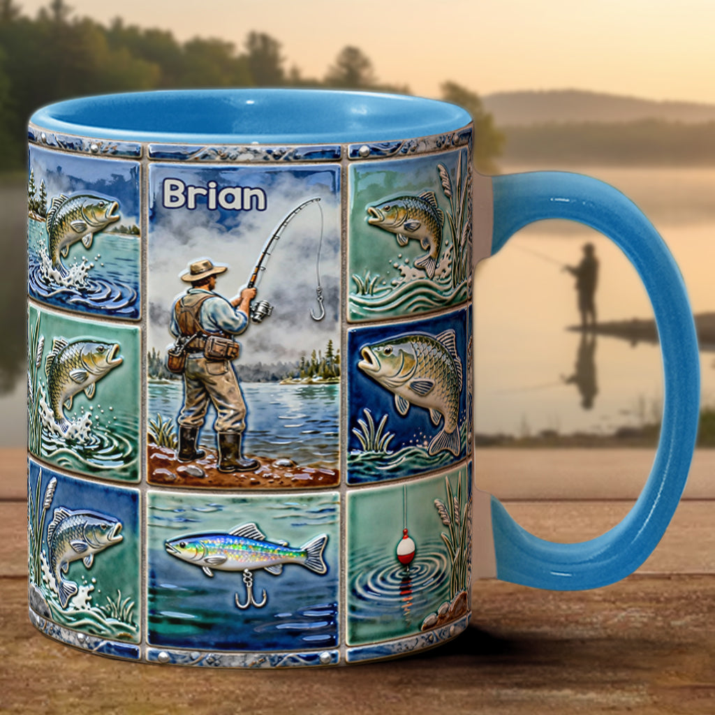 Angelbegeisterte – Personalisierte Tasse mit Angelmotiv