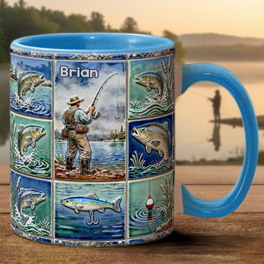 Angelbegeisterte – Personalisierte Tasse mit Angelmotiv
