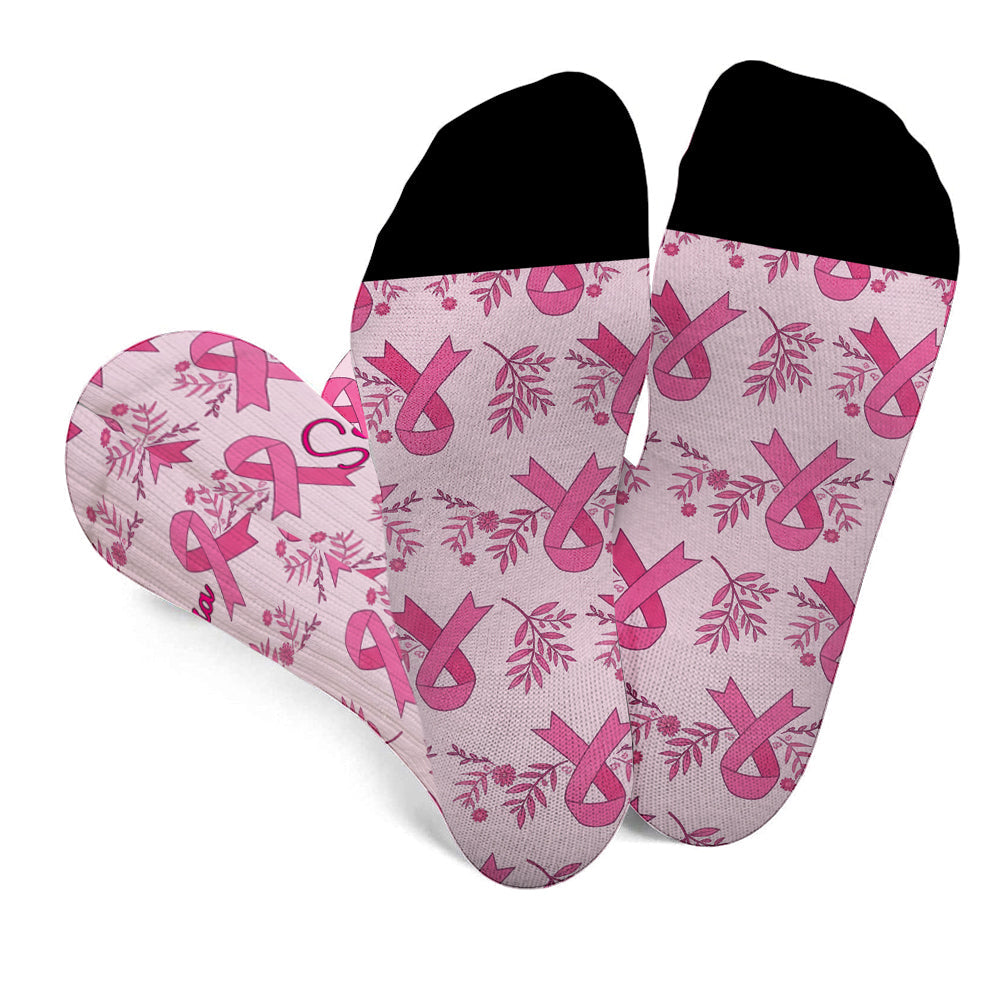 Pink Ribbon Brustkrebs-Aufklärung – Personalisierte Socken zur Brustkrebs-Aufklärung