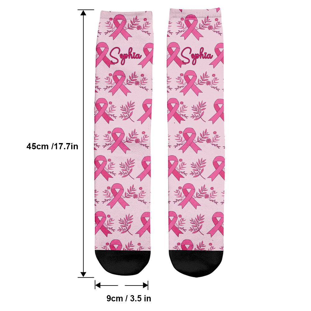 Pink Ribbon Brustkrebs-Aufklärung – Personalisierte Socken zur Brustkrebs-Aufklärung