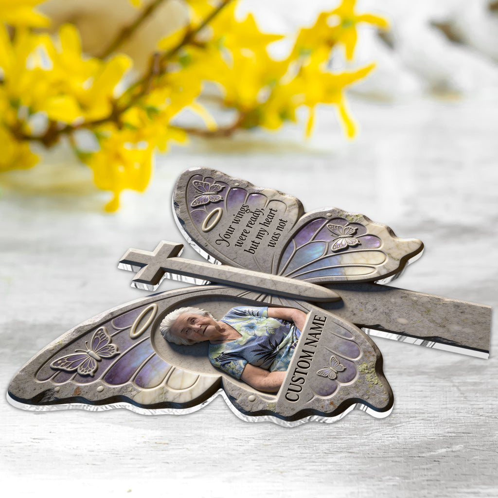 Deine Flügel waren bereit – Personalisierte Gedenk-Gartentafel aus Acryl / Acryl-Gedenktafel