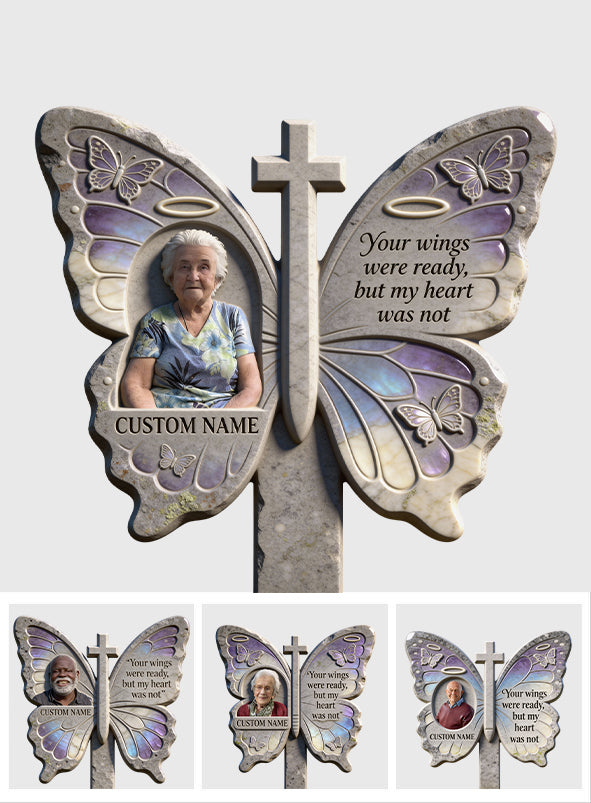 Deine Flügel waren bereit – Personalisierte Gedenk-Gartentafel aus Acryl / Acryl-Gedenktafel