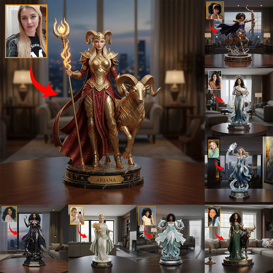 Individuell gestaltete Sternzeichenfigur, Astrologie-Geschenk – Personalisierte Horoskop-Acrylplakette in Sonderform