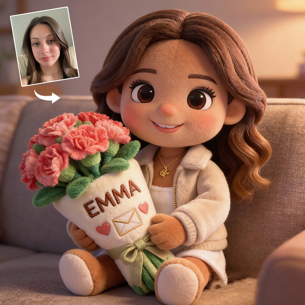 Geburtsblumen-Kissen mit Foto (individuell gestaltbar) – Selbstliebe-Kissen in Kunstfellform