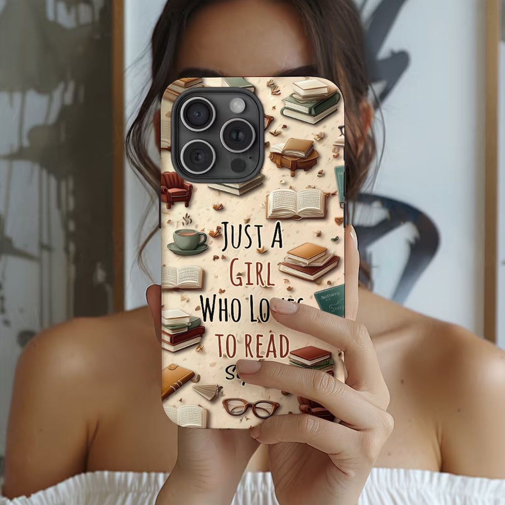 Einfach ein Mädchen, das gerne liest – personalisierte Handyhülle mit Buchmotiv