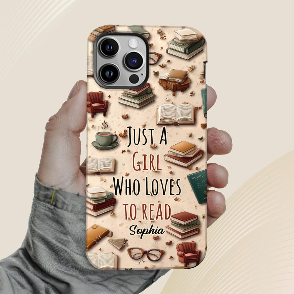 Einfach ein Mädchen, das gerne liest – personalisierte Handyhülle mit Buchmotiv