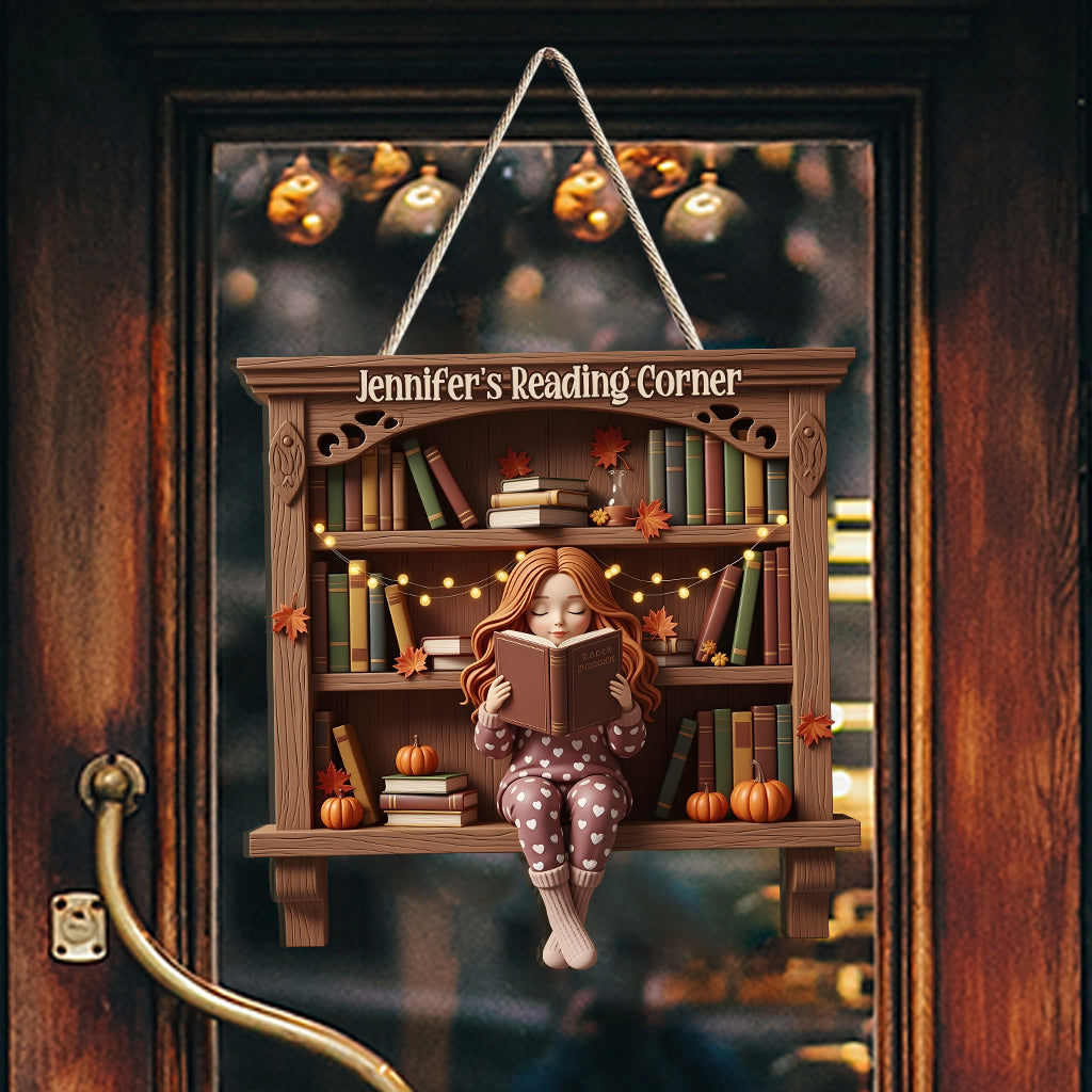 Leseecke – Personalisiertes Buchschild aus Holz in individueller Form