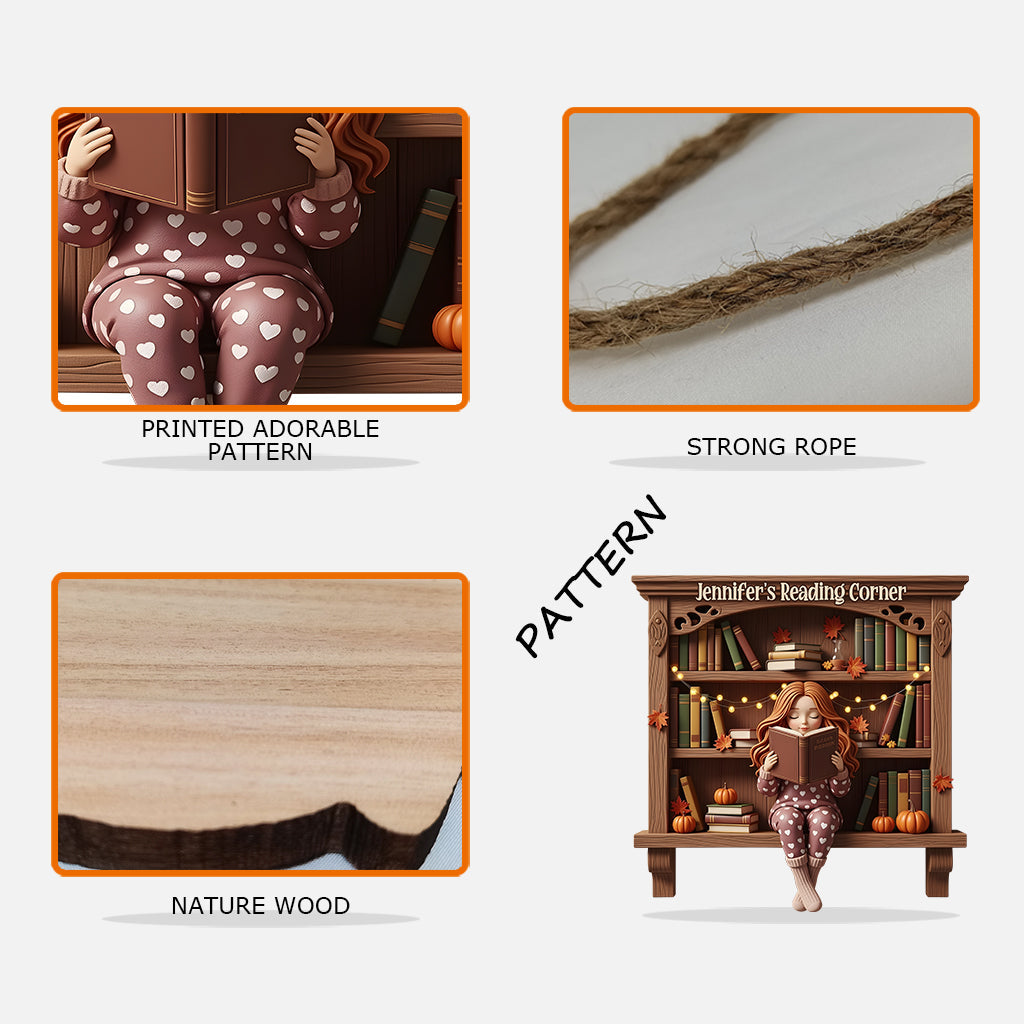 Leseecke – Personalisiertes Buchschild aus Holz in individueller Form