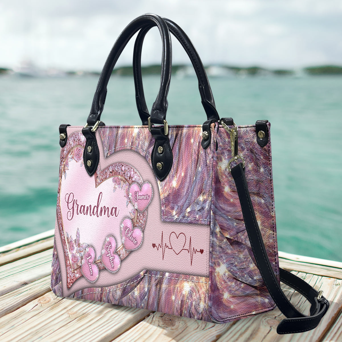 Omas Lieblinge - Personalisierte Oma-Lederhandtasche