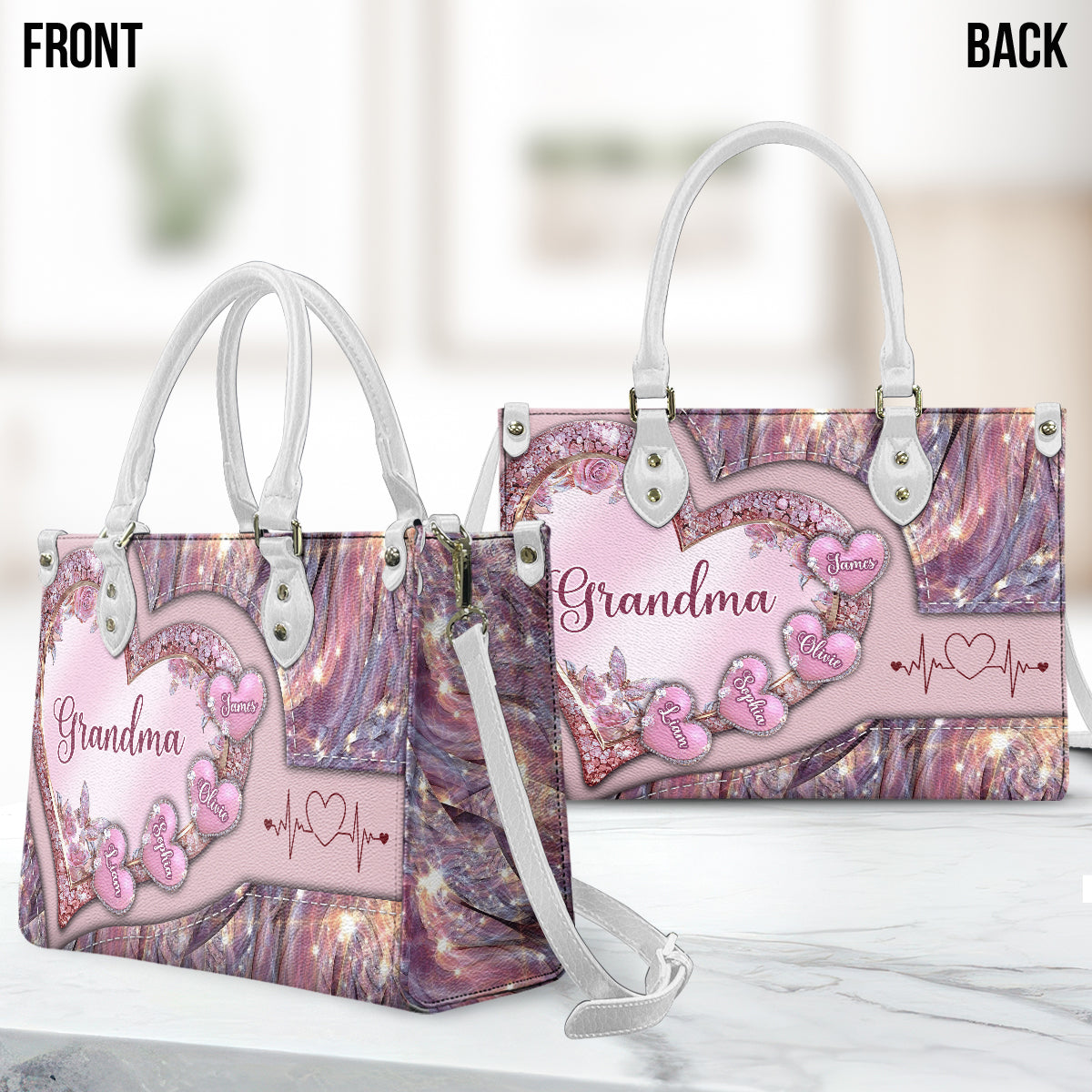 Omas Lieblinge - Personalisierte Oma-Lederhandtasche