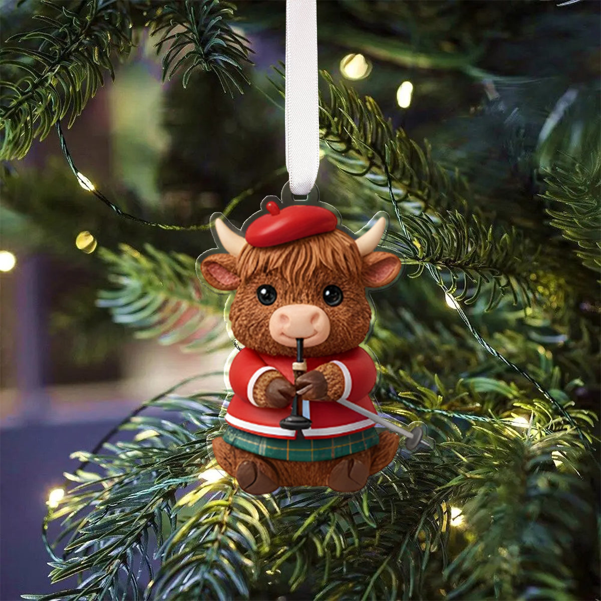 Highland Cow In Winter - Personalized Highland Cow Folded Advent Calendar With Ornaments