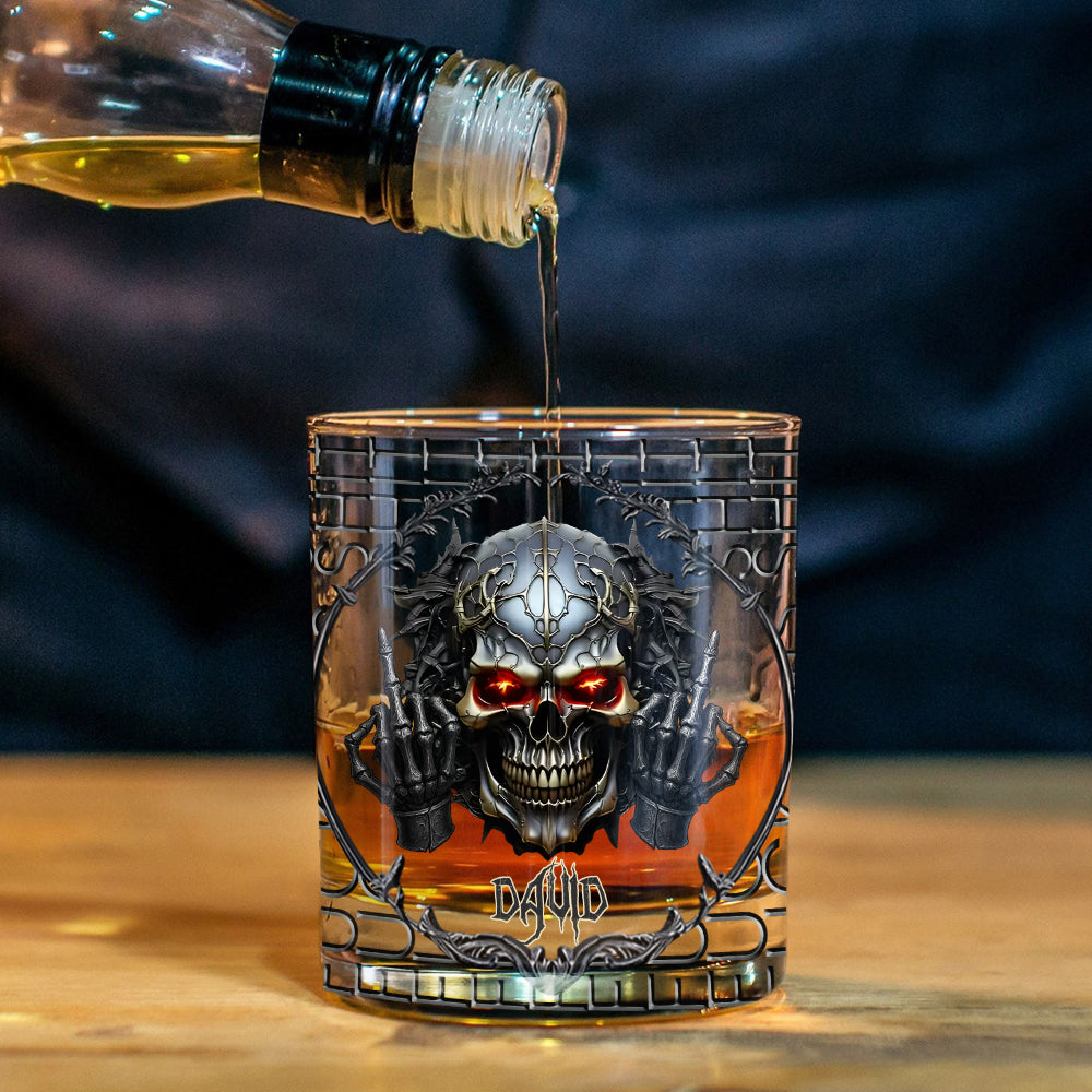 Scheiß drauf – personalisiertes Totenkopf-Whiskyglas