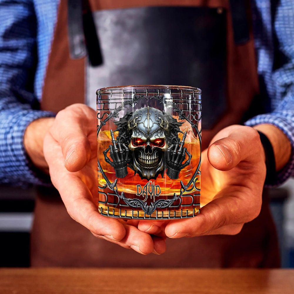 Scheiß drauf – personalisiertes Totenkopf-Whiskyglas