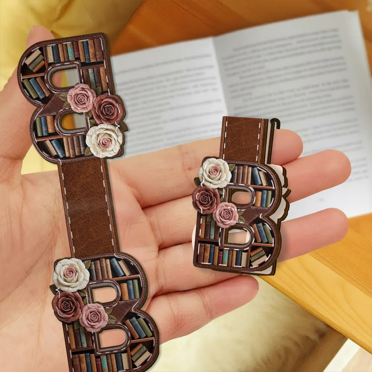 Perfektes Geschenk für Bücherliebhaber – personalisiertes, magnetisches Lesezeichen in Buchform mit Anfangsbuchstaben des Namens