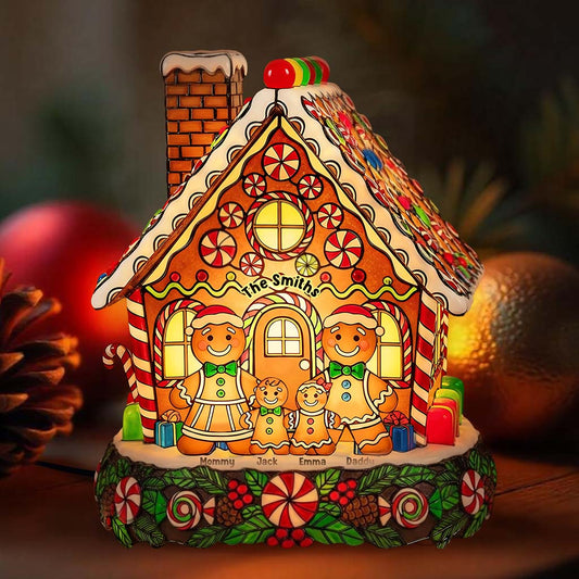 Fröhliche Weihnachten! Lebkuchen-Roter Truck – Personalisierte Acryl-LED-Nachtleuchte für die ganze Familie