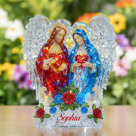 Die Wurzeln der Familie Joseph & Maria - Personalisierte christliche Acrylplakette in individueller Form