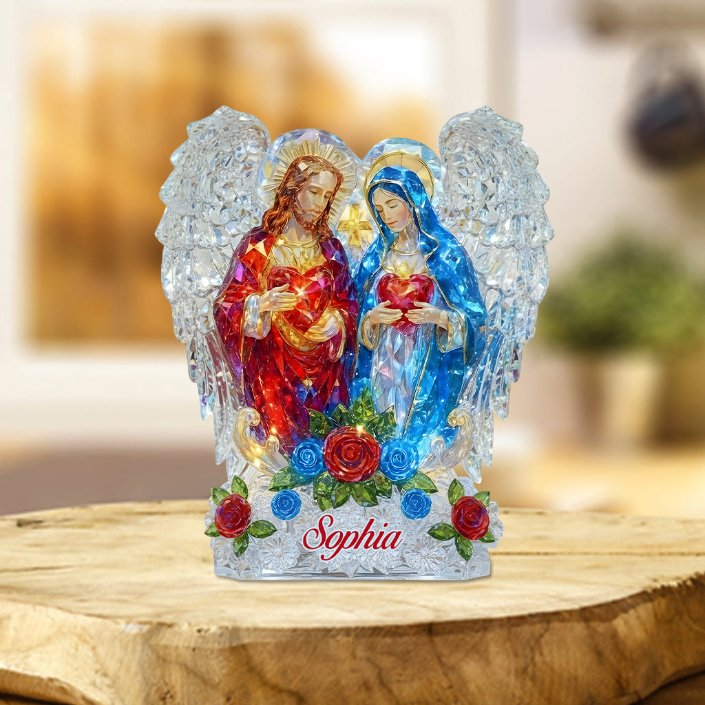 Die Wurzeln der Familie Joseph & Maria - Personalisierte christliche Acrylplakette in individueller Form