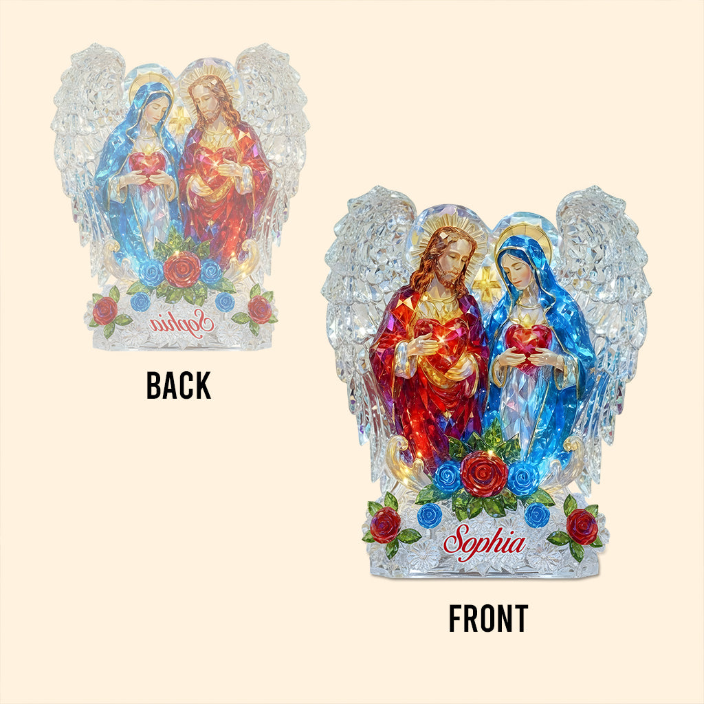 Die Wurzeln der Familie Joseph & Maria - Personalisierte christliche Acrylplakette in individueller Form