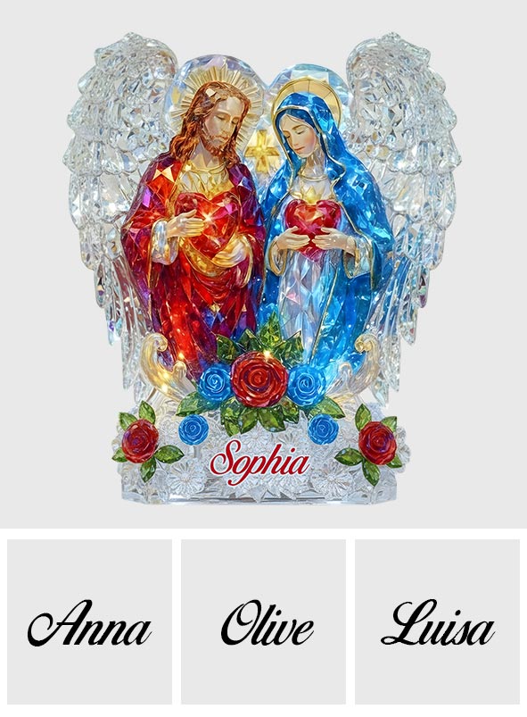 Die Wurzeln der Familie Joseph & Maria - Personalisierte christliche Acrylplakette in individueller Form