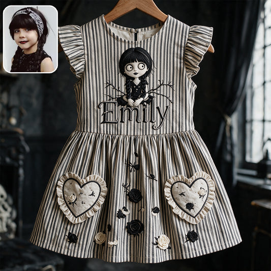 Special Halloween Theme Dress For Girls/ Daughters/ Granddaughterers... - Personalized Kid Kid Ruffle Sleeve Dress