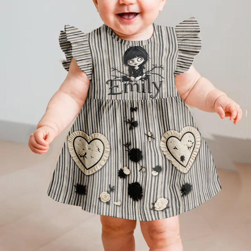 Besonderes Halloween-Themenkleid für Mädchen - Personalisiertes Rüschensleeve-Kleid