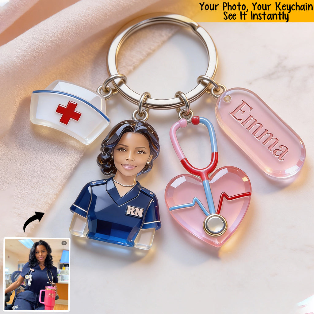 Custom Any Photo - Personalized Nurse Keychain With Charms
