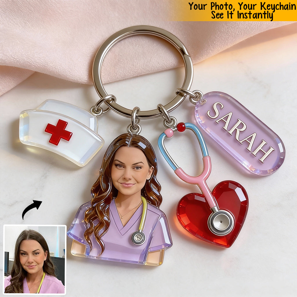 Custom Any Photo - Personalized Nurse Keychain With Charms