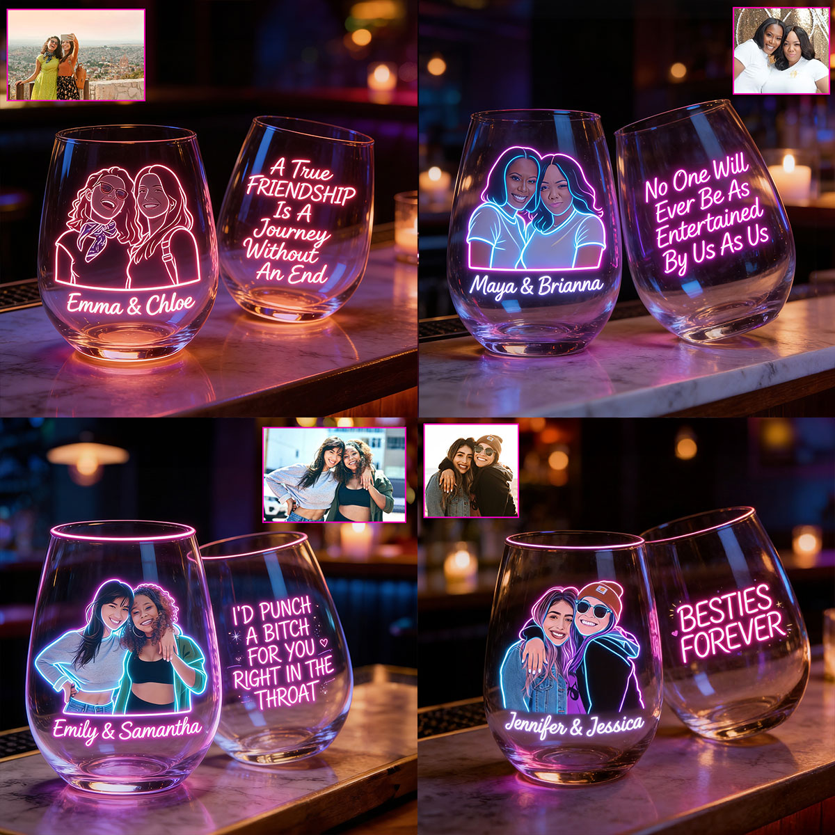 Custom From Any Photo - Personalized Bestie All Over Wine Glass