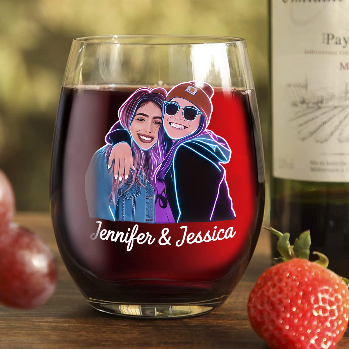 Custom From Any Photo - Personalized Bestie All Over Wine Glass
