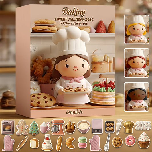 Love Baking – Personalisierter, gefalteter Adventskalender mit Ornamenten