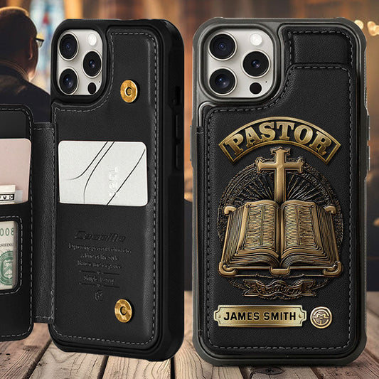 Geschenk für Pastoren – Personalisierte Handyhülle mit Geldbörsenfunktion für Pastoren