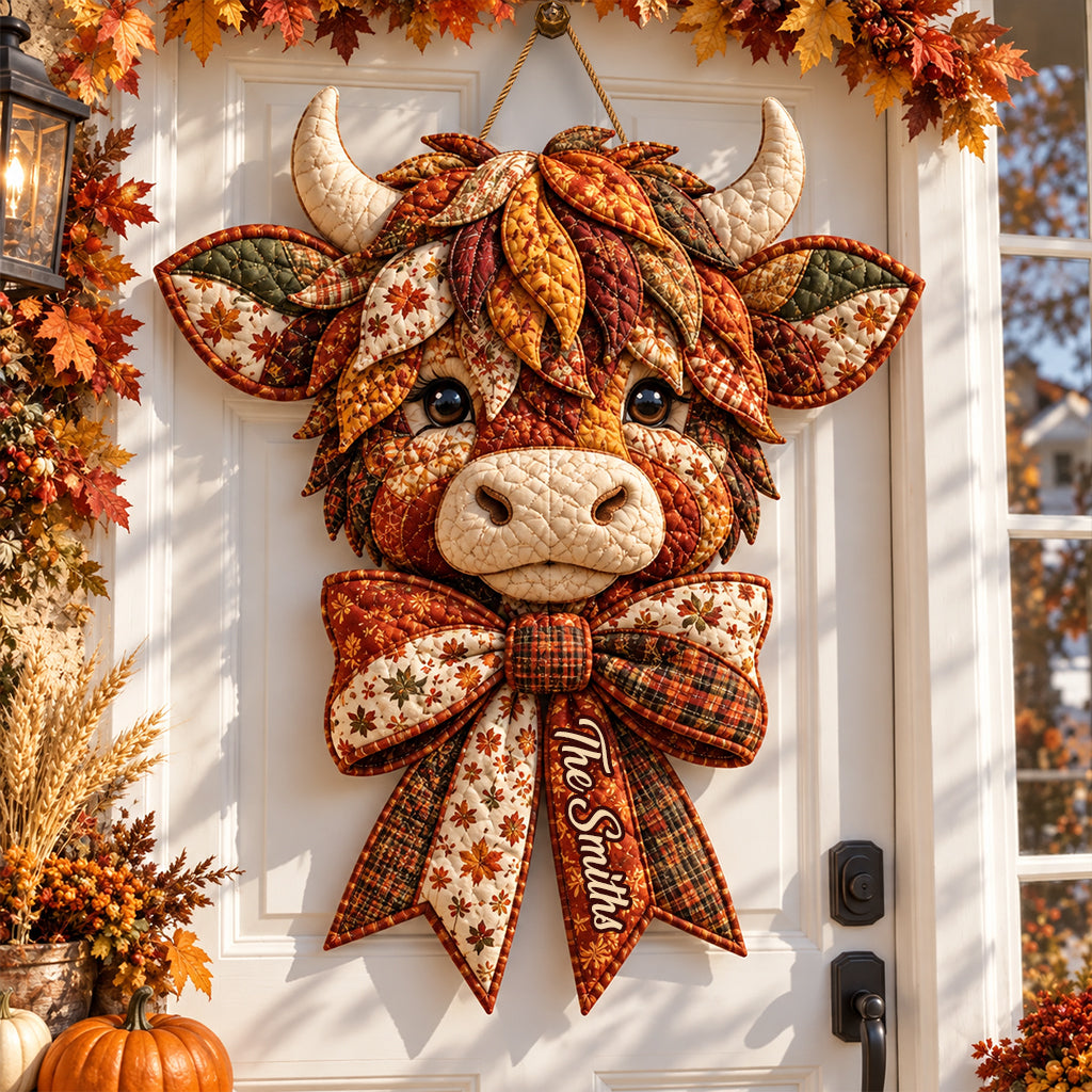 Herbst Saison Highland Cow - Personalisierter Highland Cow Türhänger