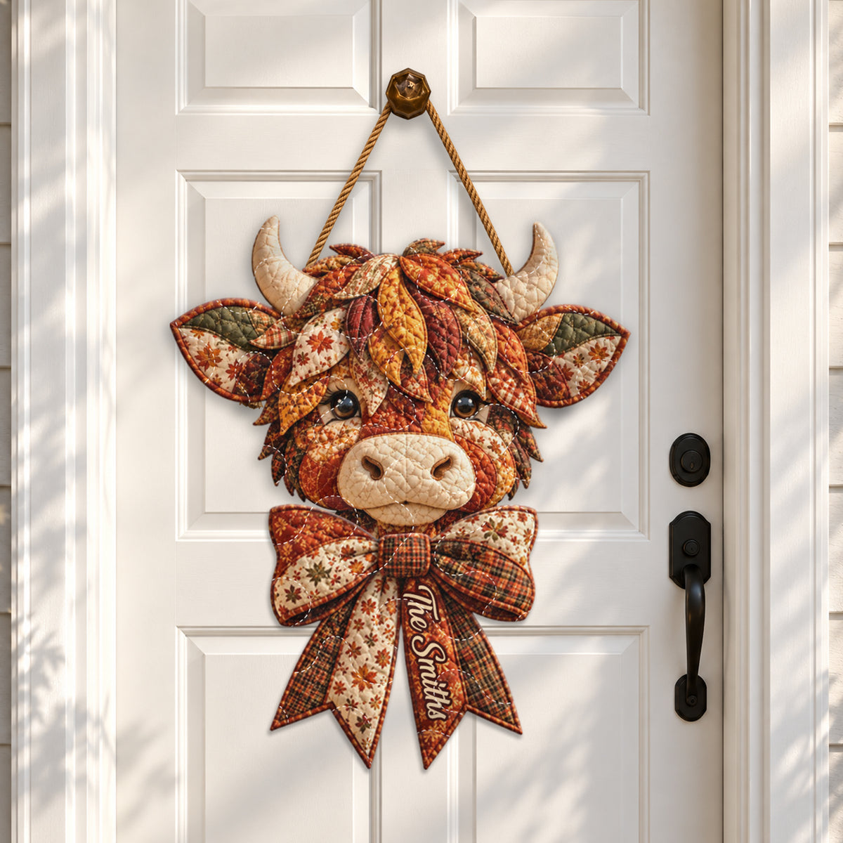 Herbst Saison Highland Cow - Personalisierter Highland Cow Türhänger