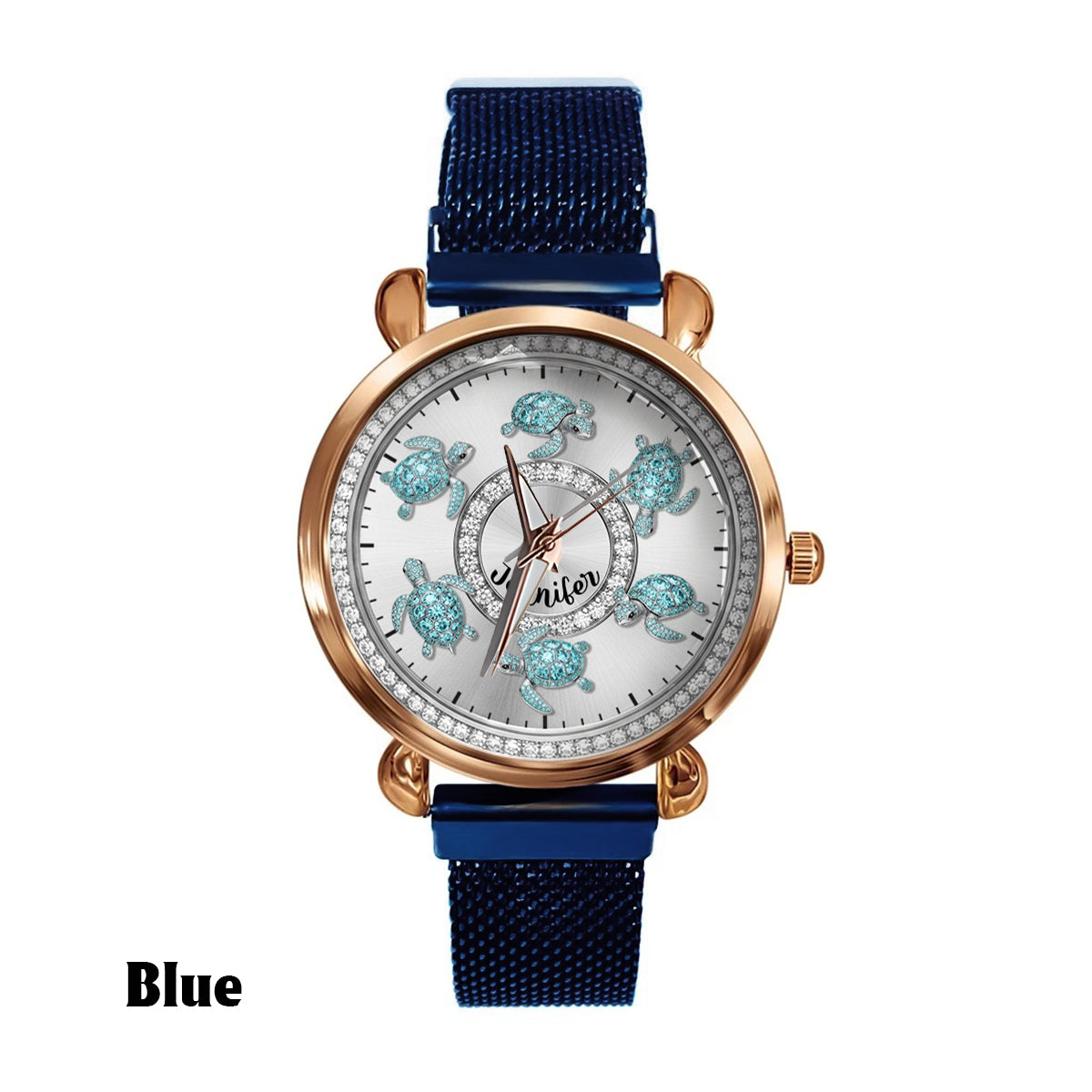 Liebe Schildkröten – Personalisierte Damen-Handuhr mit Schildkrötenmotiv 