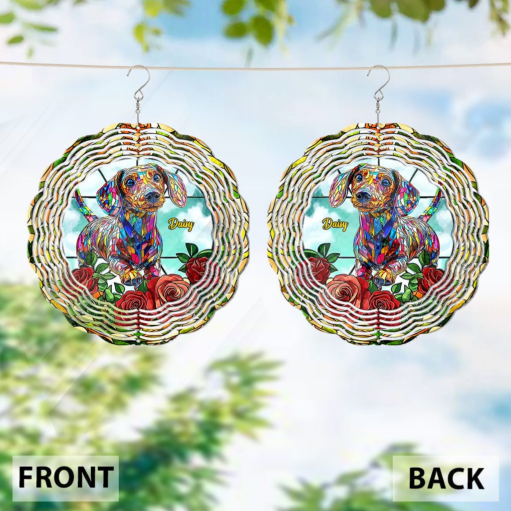 Love Dachshund - Personalized Dachshund Wind Spinner