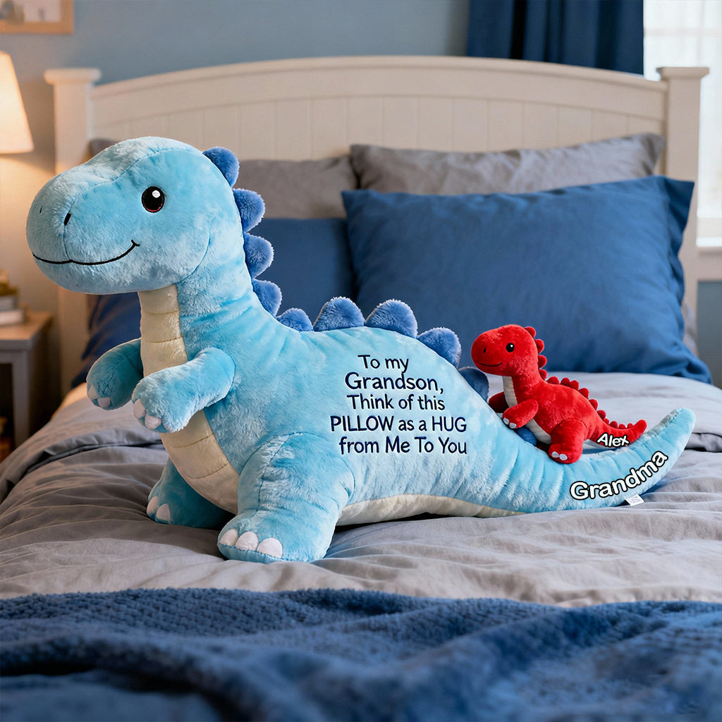 Für meinen Enkel – personalisiertes Kissen in Kinderform aus Kunstfell
