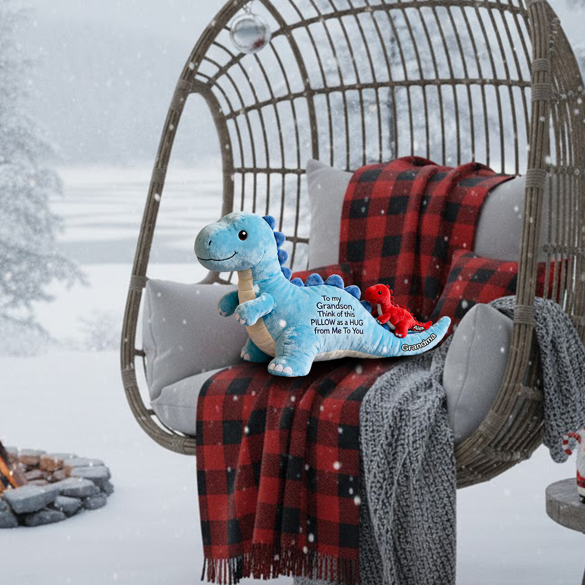 Für meinen Enkel – personalisiertes Kissen in Kinderform aus Kunstfell