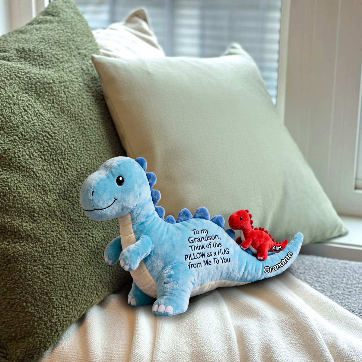 Für meinen Enkel – personalisiertes Kissen in Kinderform aus Kunstfell