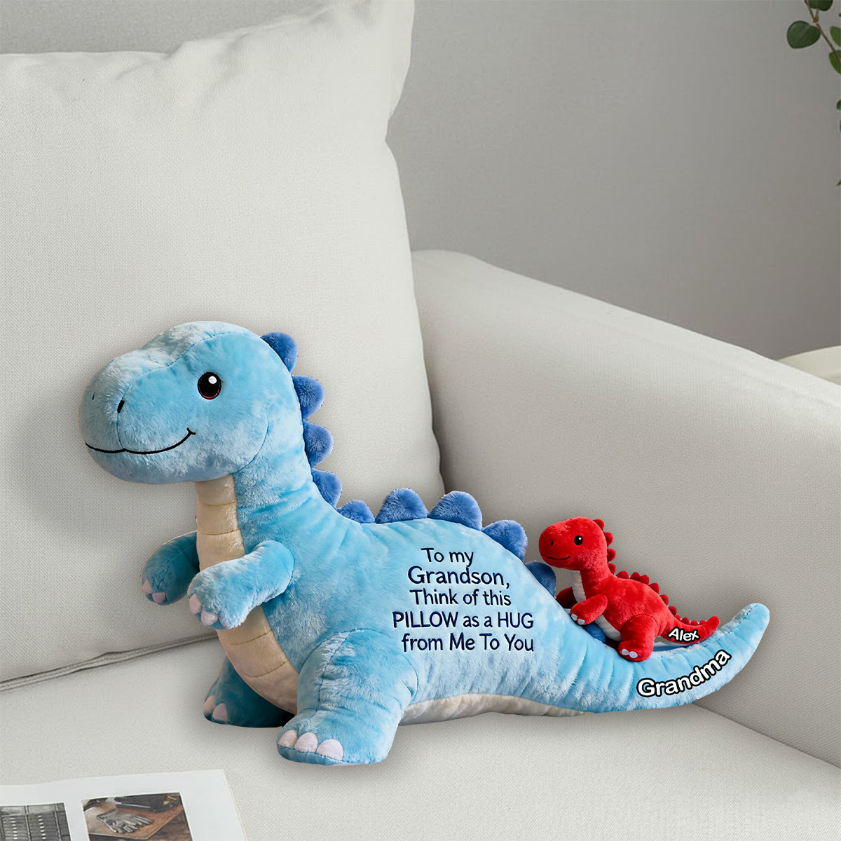 Für meinen Enkel – personalisiertes Kissen in Kinderform aus Kunstfell