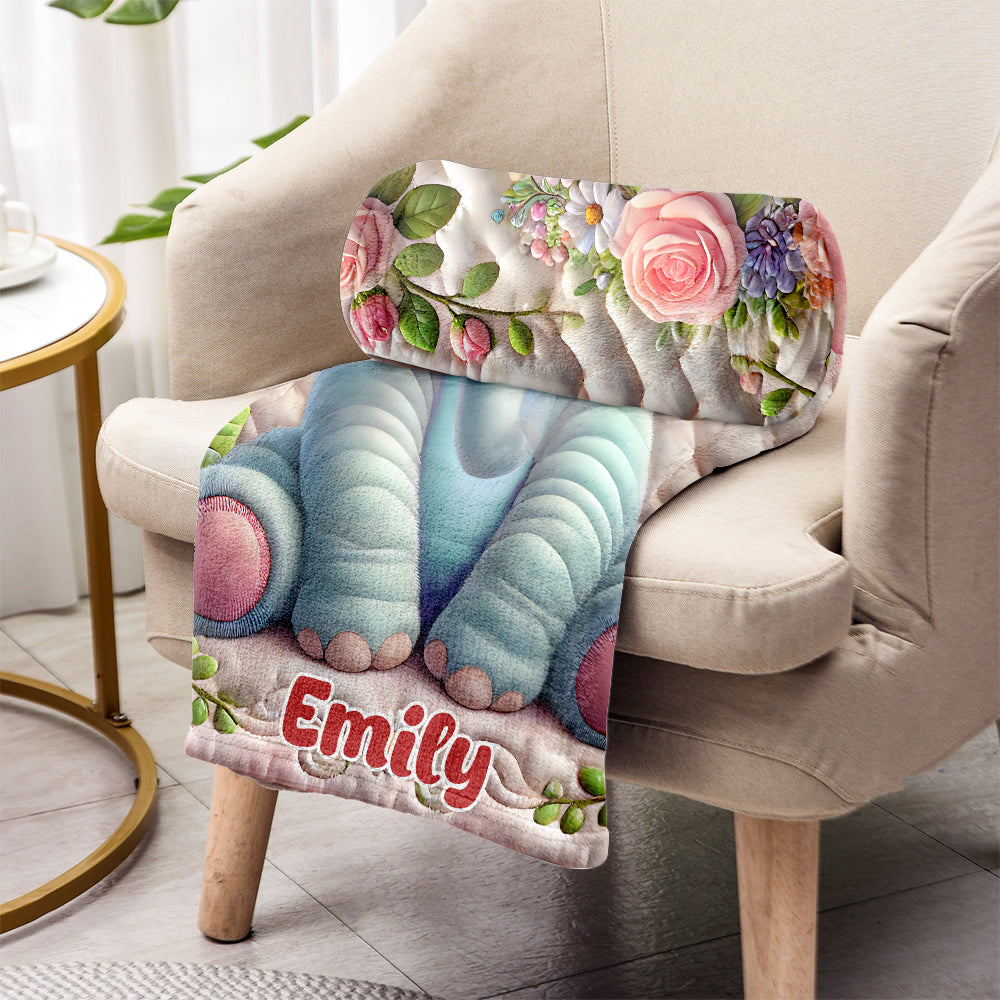 Adorable Elephant - Personalized Elephant Blanket