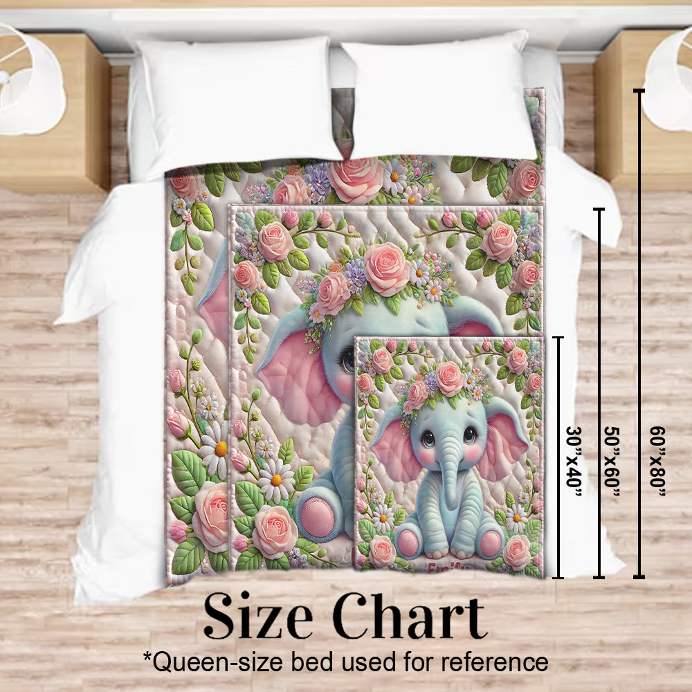 Adorable Elephant - Personalized Elephant Blanket